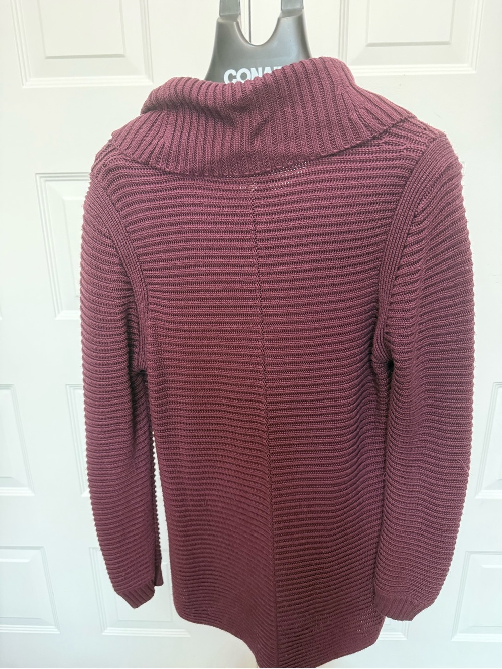 Calvin Klein Ribbed Cowl Neck Sweater in Wine - Picture 4 of 6